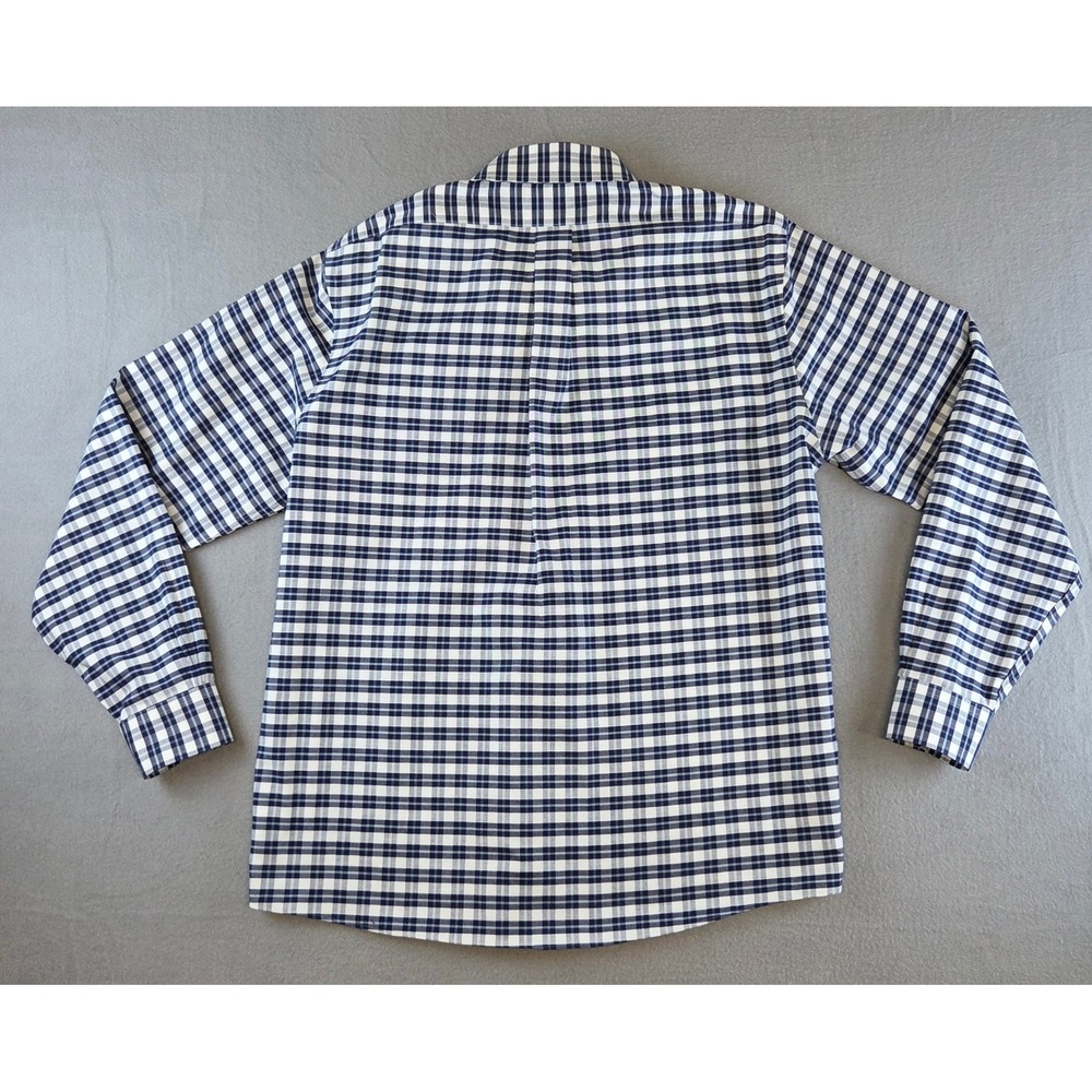 Brooks Brothers Regular Fit Non-Iron Stretch Gingham Shirt Men's L Navy White - Picture 7 of 10